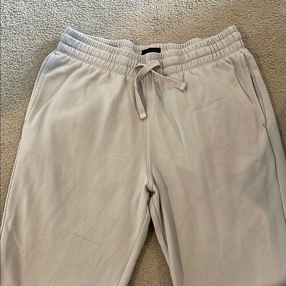 H&M Cream Sweatpants with Elastic Waistband Mens Medium